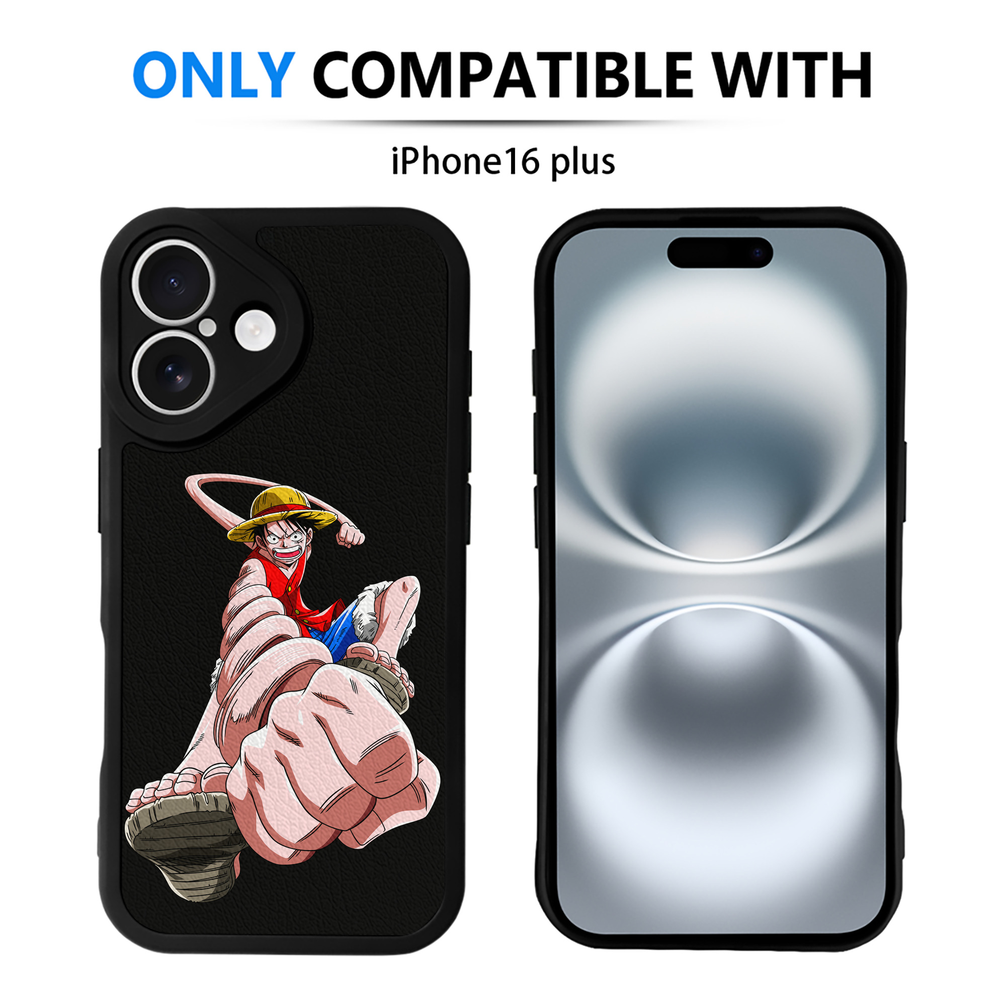 （画像用） ワンピース モンキー・D・ルフィ ONE PIECE Monkey D. Luffy 【iPhone 16シリーズ対応】シリコンスマホケース（レザー調） 材質：シリコン